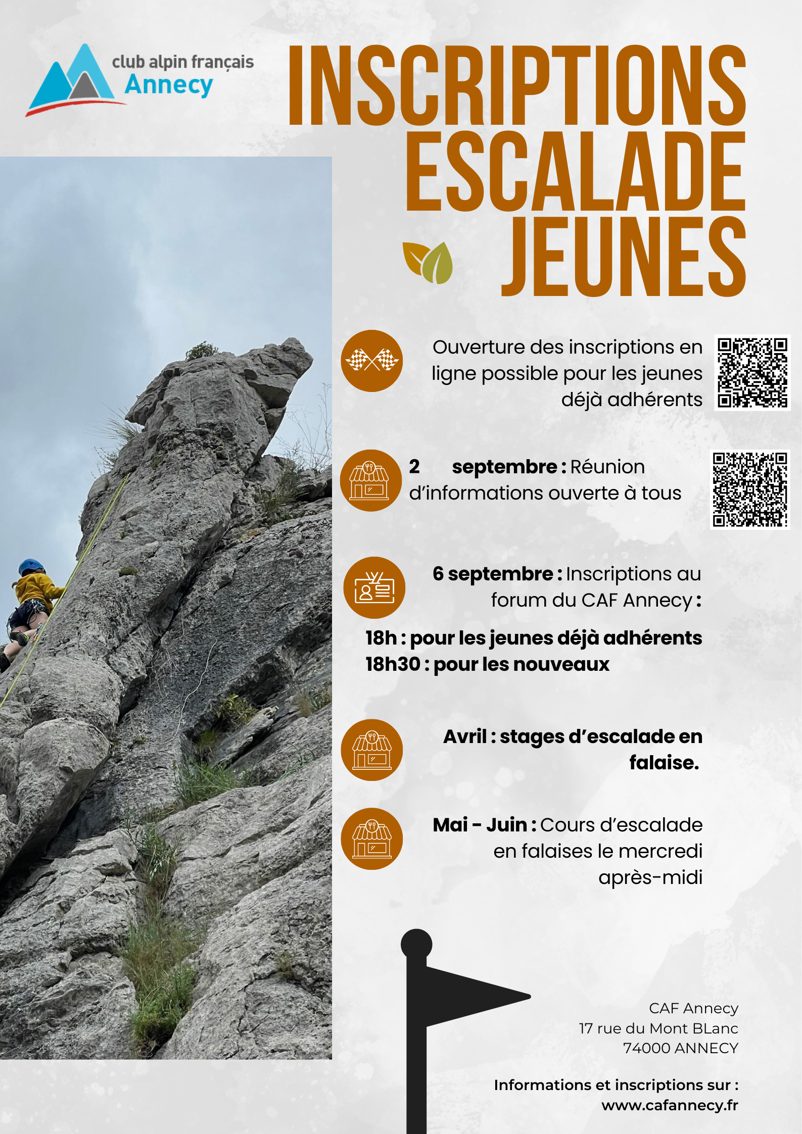 INCRIPTIONS ESCALADE JEUNES